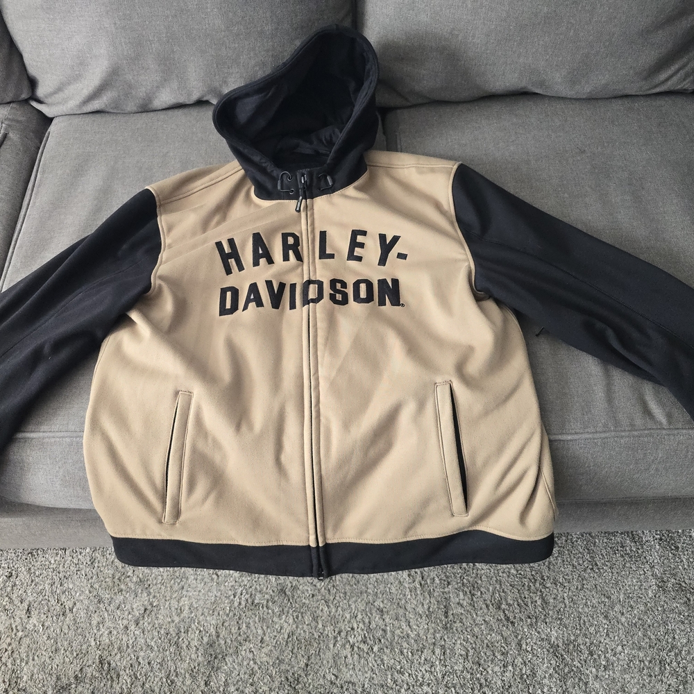 Harley-Davidson Men's Black and Tan Jacket